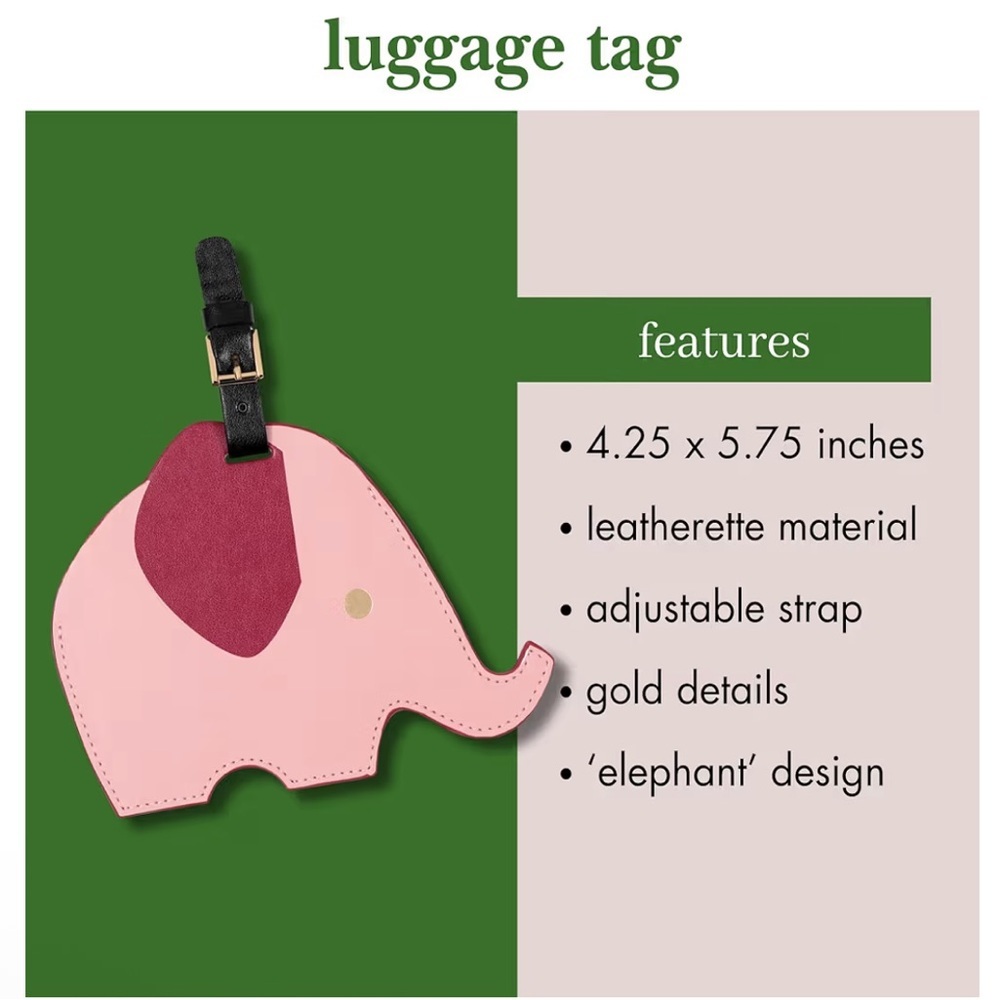 NWT Kate Spade Elephant Luggage Tag - Picture 3 of 3
